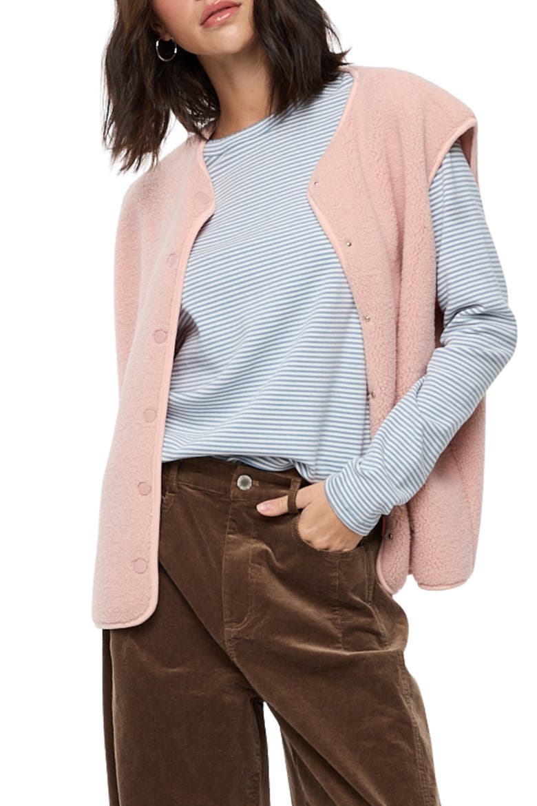 Faux Shearling Vest, Main, color, PINK