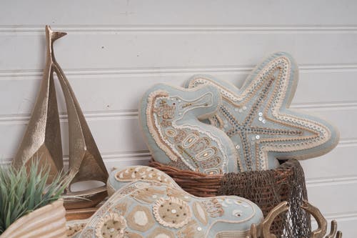 C & F Home C&f Home Beaded Sea Turtle Coastal Embellished Accent Shaped Pillow In Multi