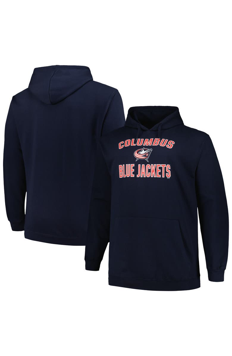 PROFILE Men's Profile Navy Columbus Blue Jackets Big & Tall Arch Over Logo Pullover Hoodie, Alternate, color, 