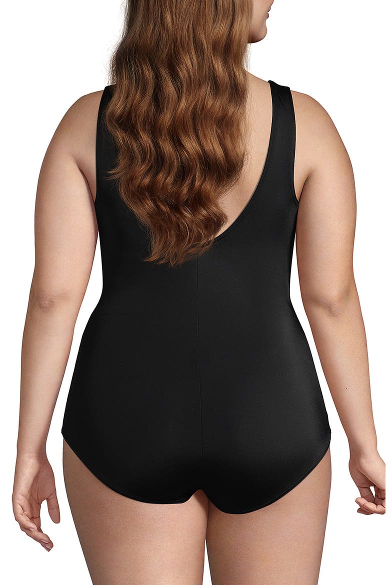 Tugless Low Leg One Piece Swimsuit, Alternate, color, Black
