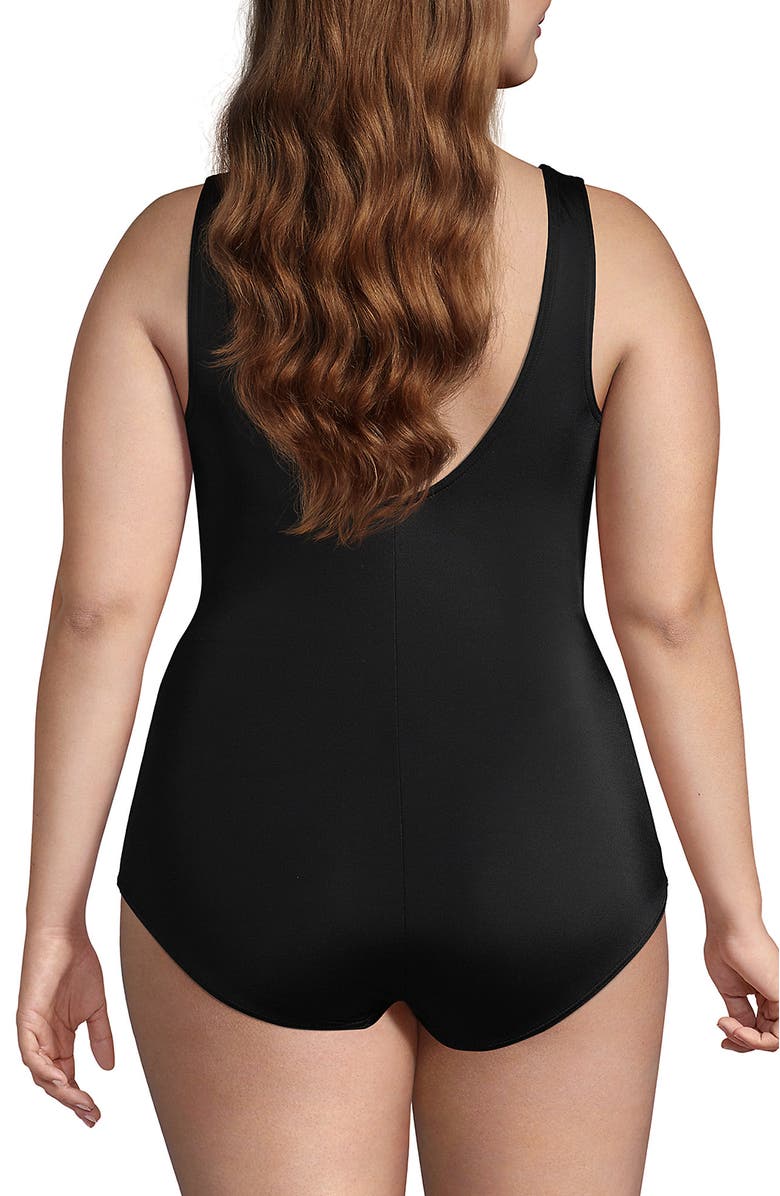 Lands' End Plus Size DD-Cup Chlorine Resistant Scoop Neck Soft Cup Tugless Sporty One Piece Swimsuit, Alternate, color, Black