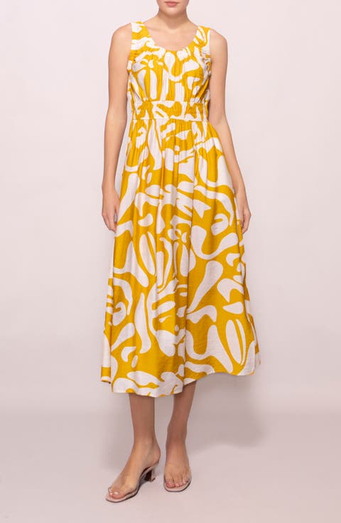 Abstract Print Midi Dress