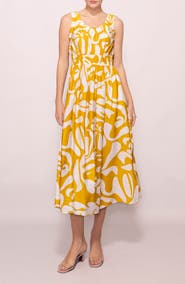 MELLODAY Abstract Print Midi Dress