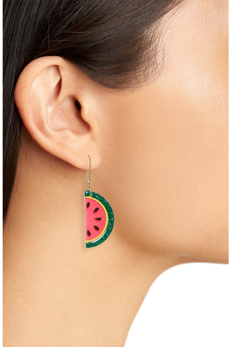Watermelon Drop Earrings, Alternate, color, GREEN MULTI- GOLD