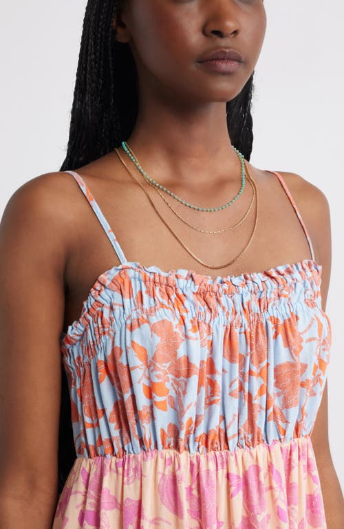 Treasure & Bond Smocked Tiered Sleeveless Maxi Dress In Multi