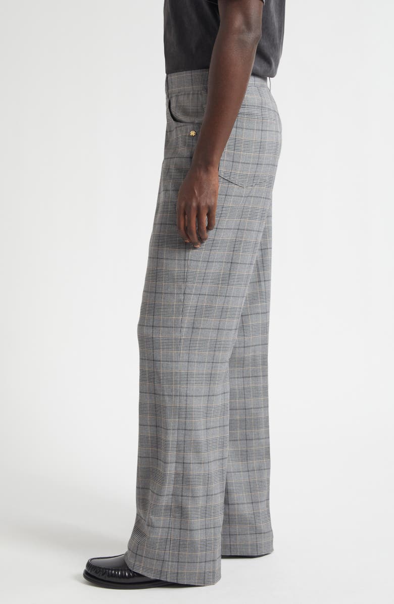 AMIRI Check Wool Bootcut Pants, Alternate, color, Dark Grey