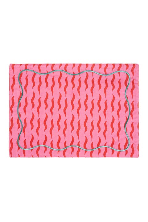 Nilufer Digital Printed Embroidered 100% Cotton Placemat 14X20 In
