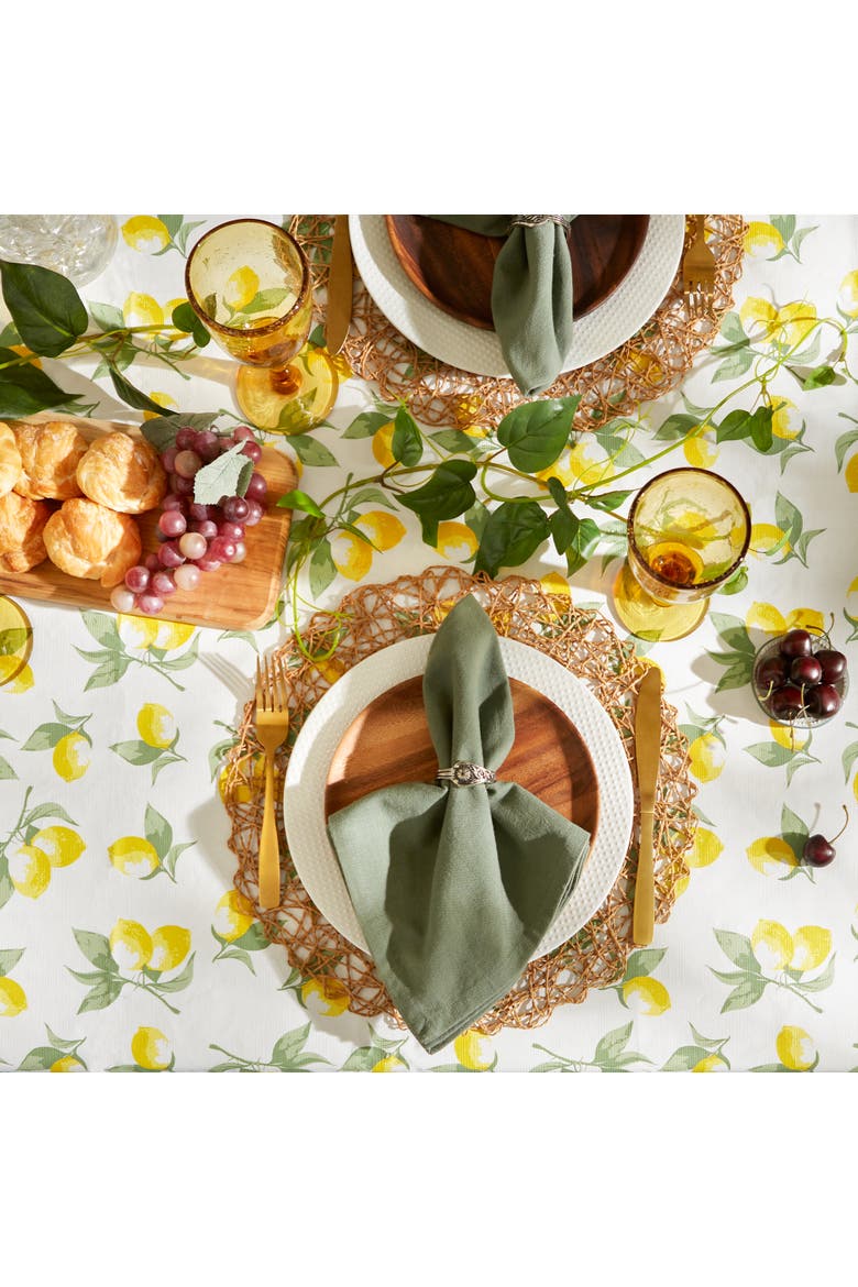 Vinyl Outdoor Printed 70" Round Tablecloth, Alternate, color, Summer Lemons