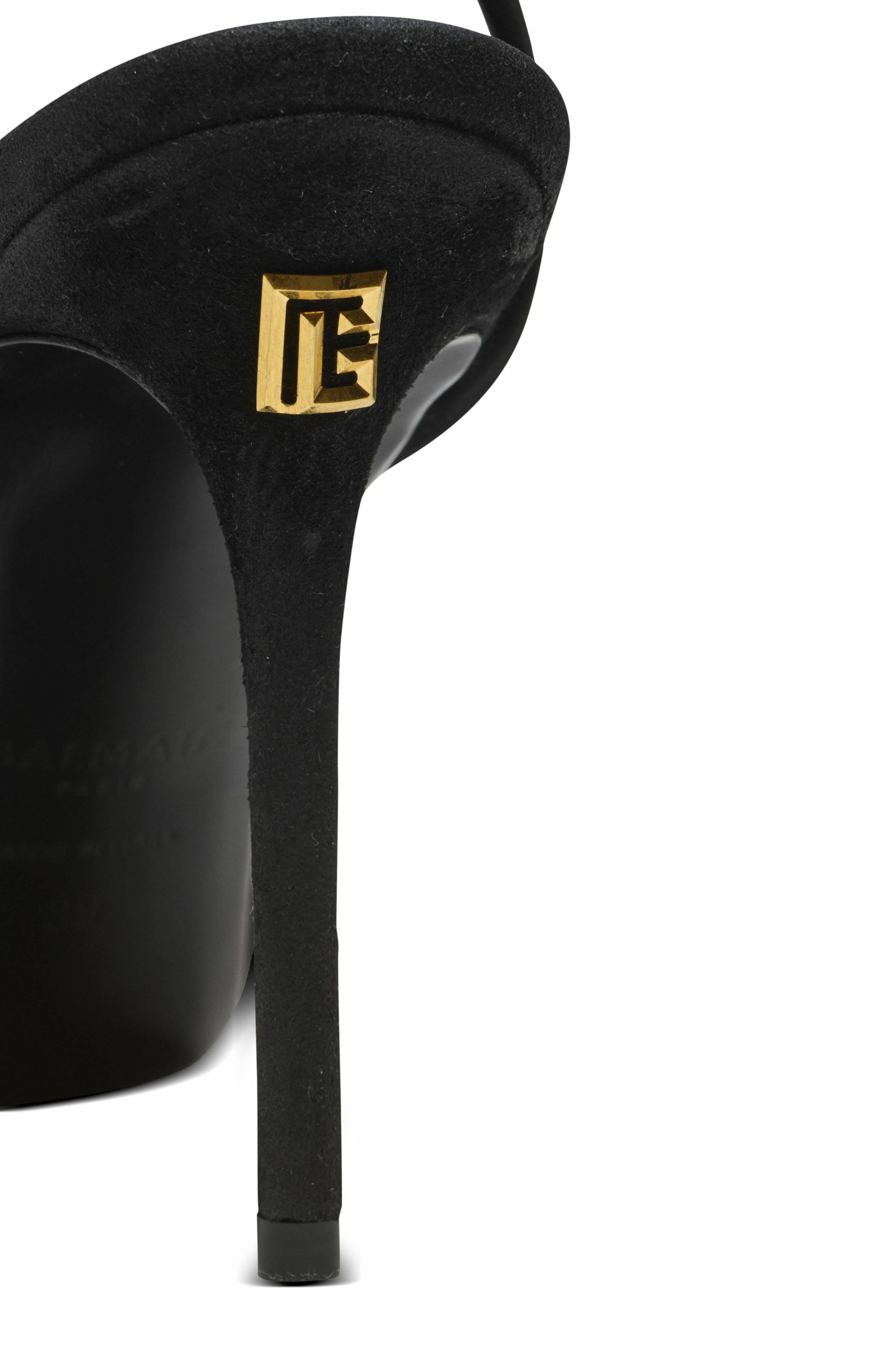 Balmain Pb Sandals In Suede Leather, Alternate, color, Black