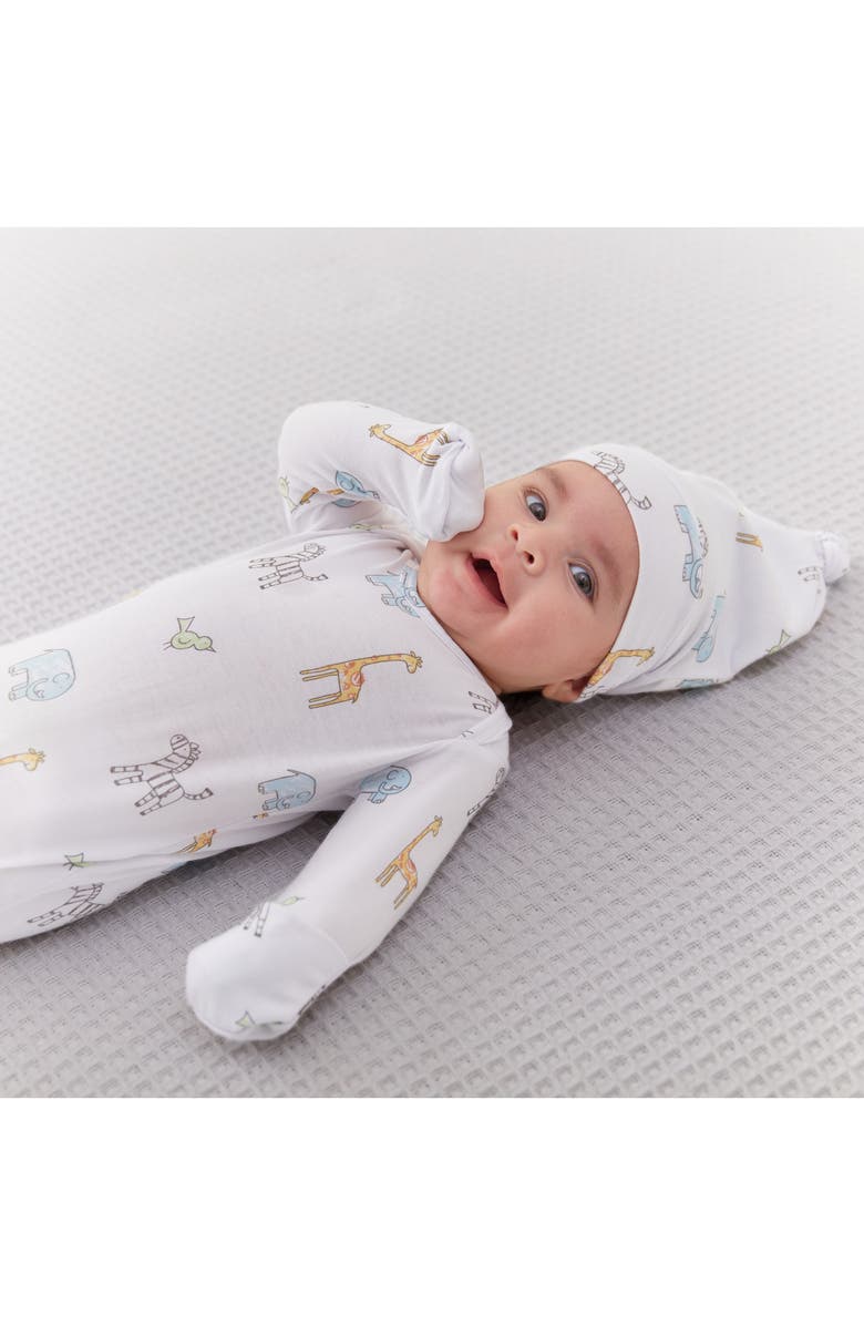 aden + anais Comfort Knit Gown & Hat Set, Alternate, color, Jungle Jammin