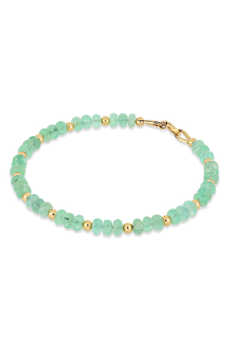 Bony Levy 14K Gold Iris Emerald Beaded Line Bracelet, Alternate, color, Green