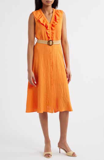 Sam Edelman Ruffle Trim Sleeveless Midi Dress