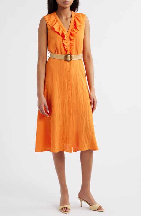 Sam Edelman Ruffle Trim Sleeveless Midi Dress