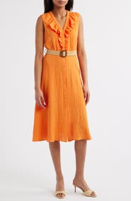 Sam Edelman Ruffle Trim Sleeveless Midi Dress