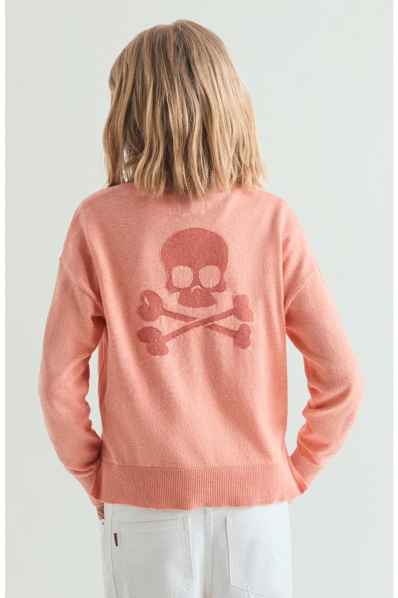 Girls New Skull Intarsia Tricot, Alternate, color, Coral