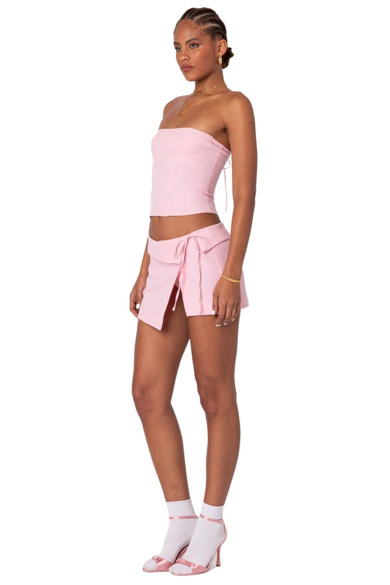 Selena Asymmetric Wrap Miniskirt, Alternate, color, PINK