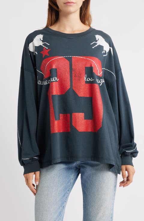 Los Angeles 25 Oversize Long Sleeve Cotton Graphic T-Shirt