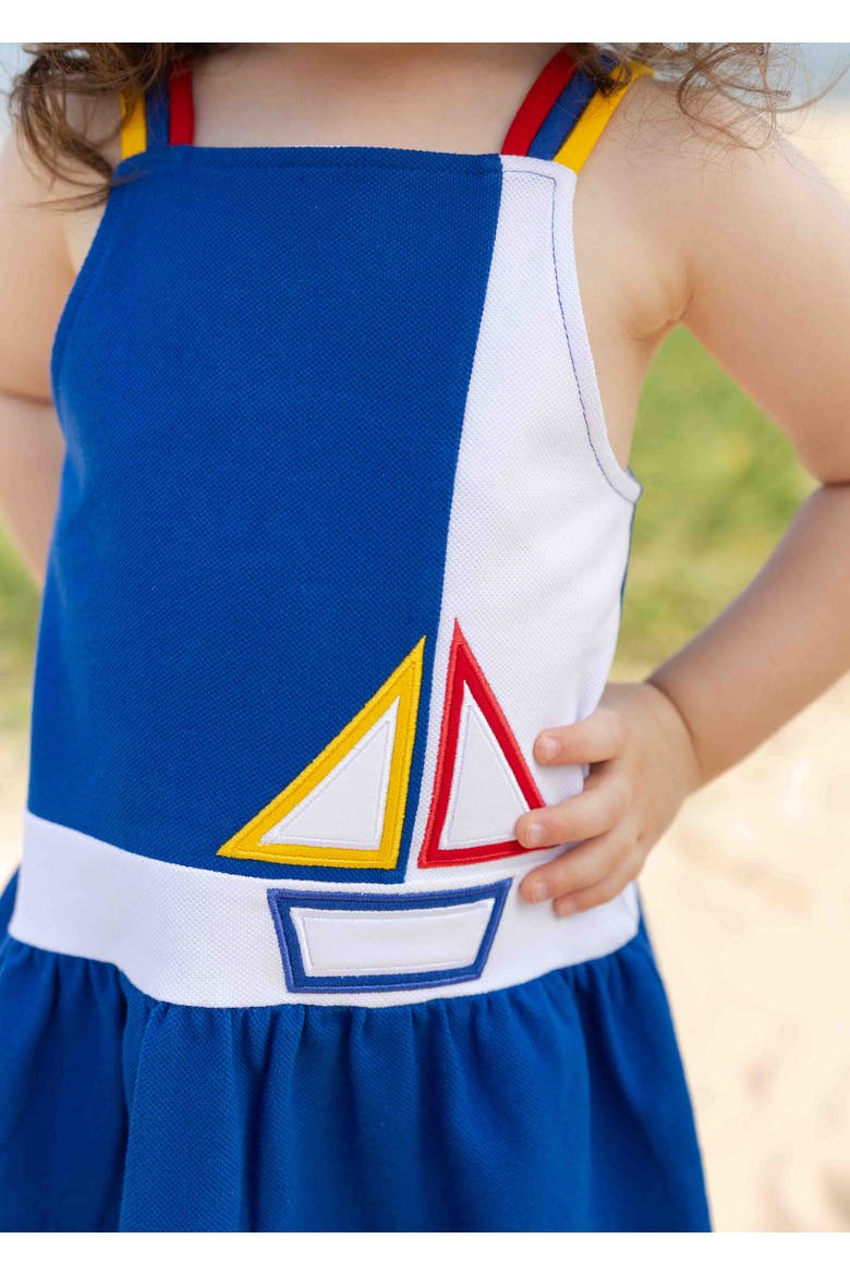 Pique Knit Dress With Sailboat, Alternate, color, Royal / White