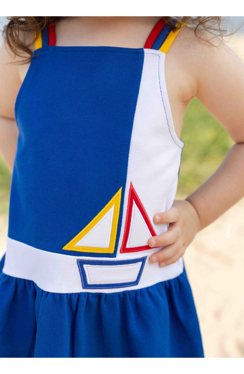 Florence Eiseman Pique Knit Dress With Sailboat, Alternate, color, Royal / White