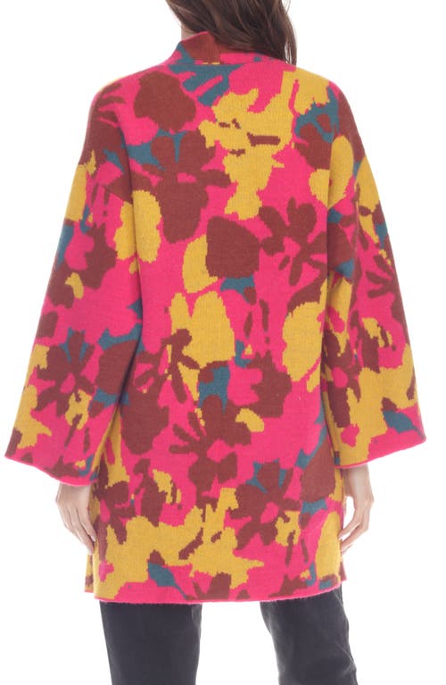 Rain And Rose Abstract Duster Cardigan In Pink