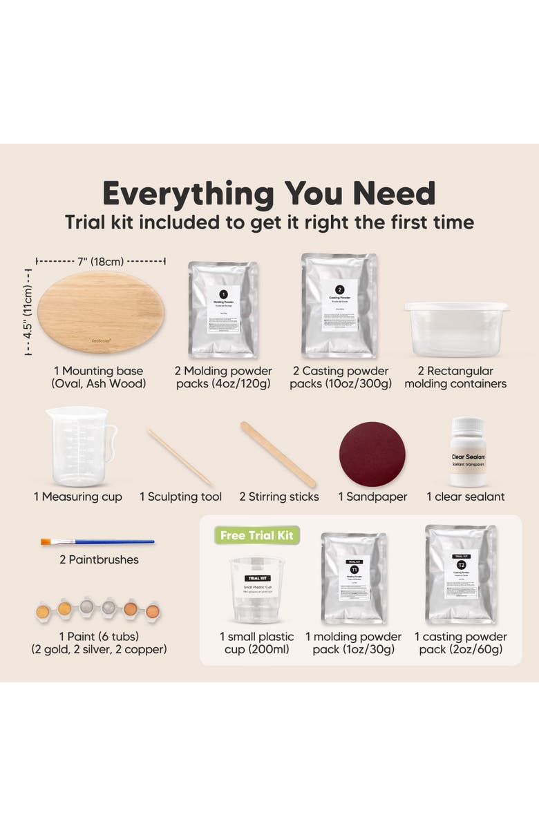 KeaBabies Reve Oval Baby Casting Kit for Hand and Foot, Alternate, color, Ash Wood, Oval