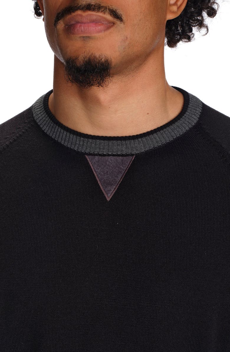 STUDIO GARNET LOS ANGELES Merino Wool Raglan Sleeve Crewneck Sweater, Alternate, color, Black