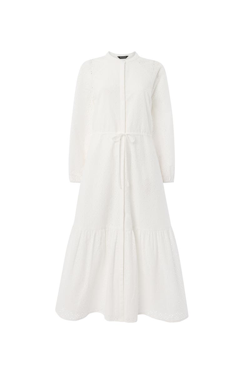 Whistles Long Sleeve Broderie Midi Dress, Alternate, color, White