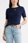 Caslon® Short Sleeve Merino Wool Blend Sweater Top