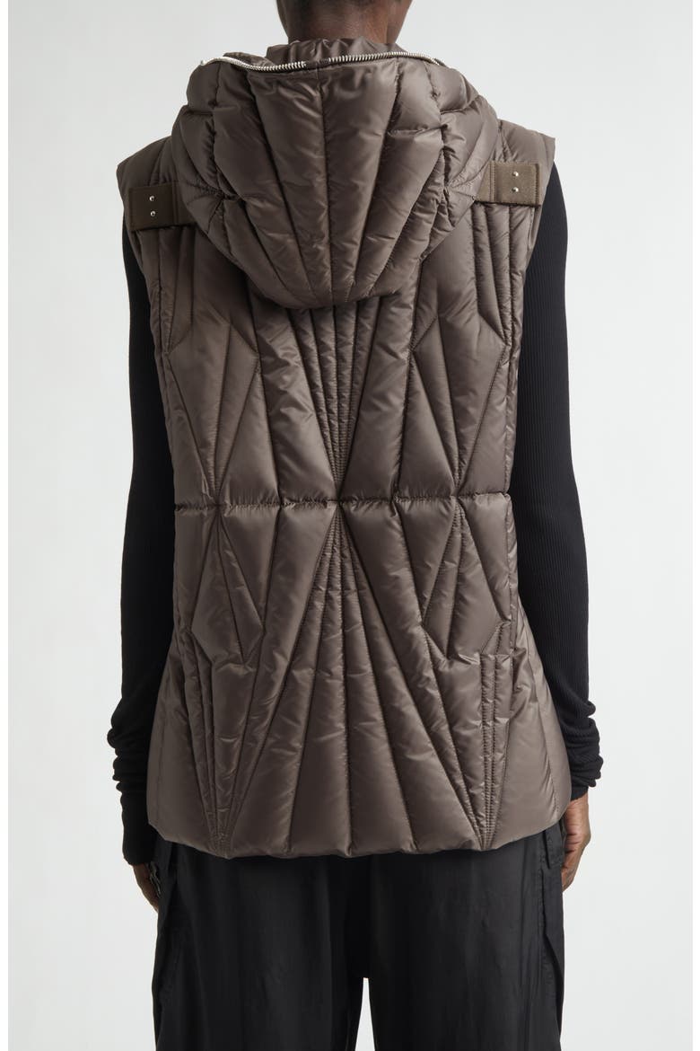 x Rick Owens Geocamo Ziplock Hooded Down Vest, Alternate, color, OLIVE GREEN
