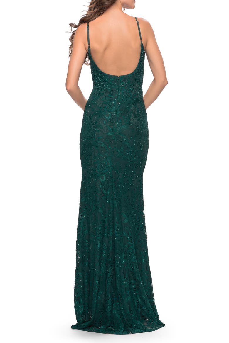 Simple Stretch Lace Dress with Slit, Alternate, color, Dark Emerald