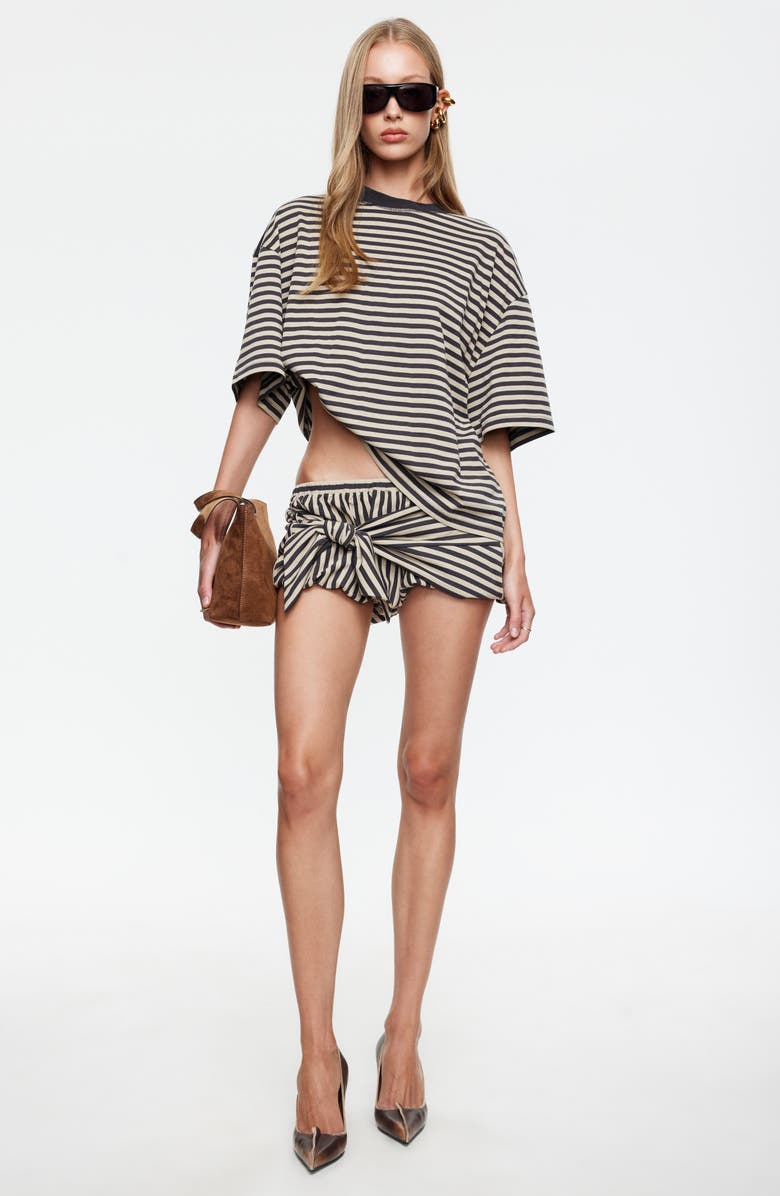 LIONESS Bloom Bubble Skort, Alternate, color, Beige Stripe