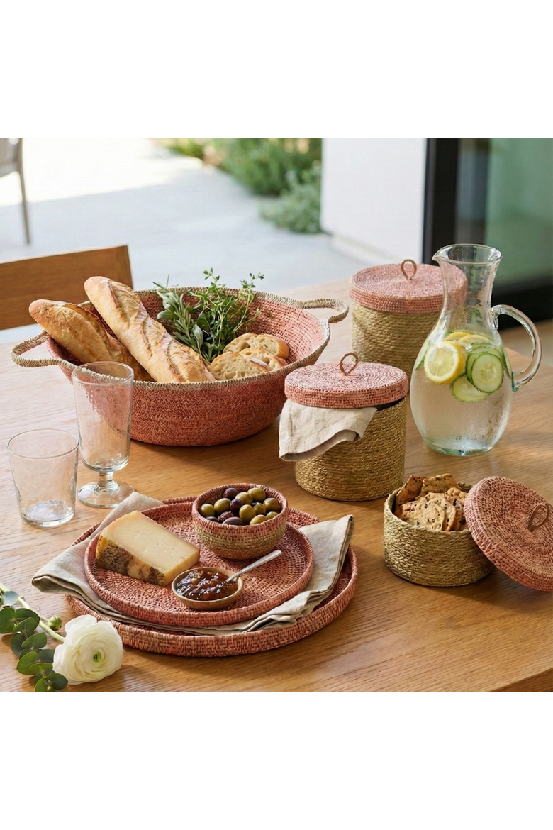 Hydra Woven Seagrass Tray - Set of 2, Alternate, color, Rose