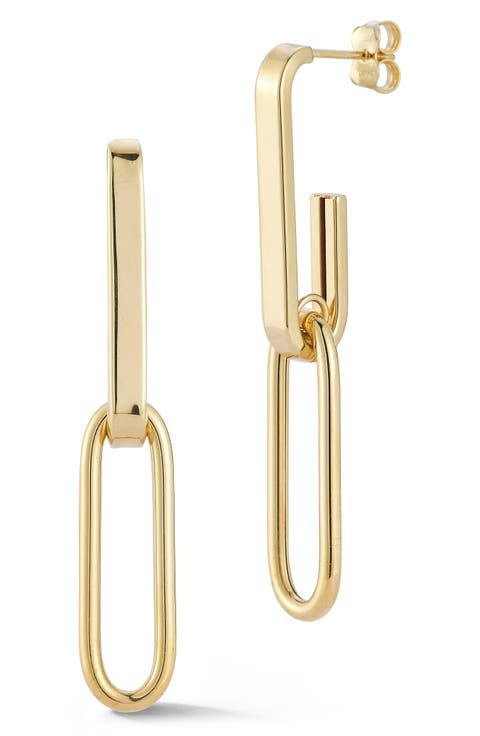 14K Gold Link Drop Earrings