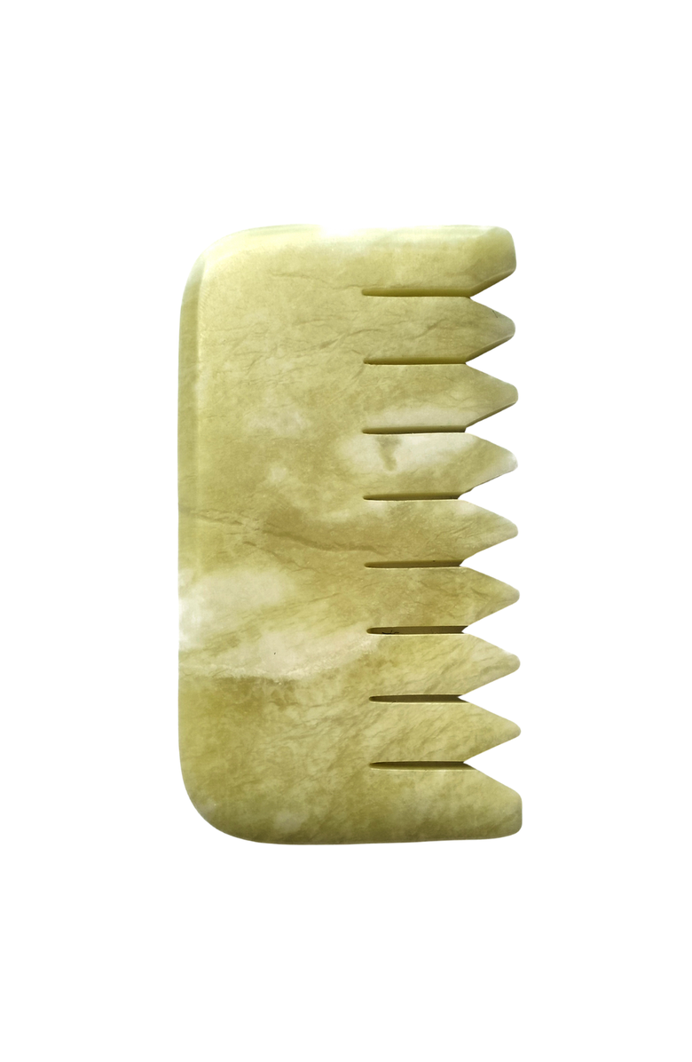 White Lotus Beauty Luxurious Jade Crystal Gua Sha Comb, Main, color, Green
