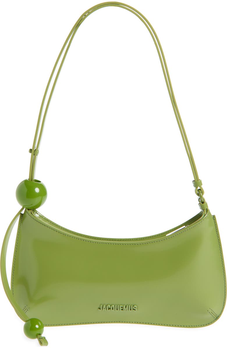 Jacquemus Le Bisou Perle Leather Shoulder Bag, Main, color, Green 550
