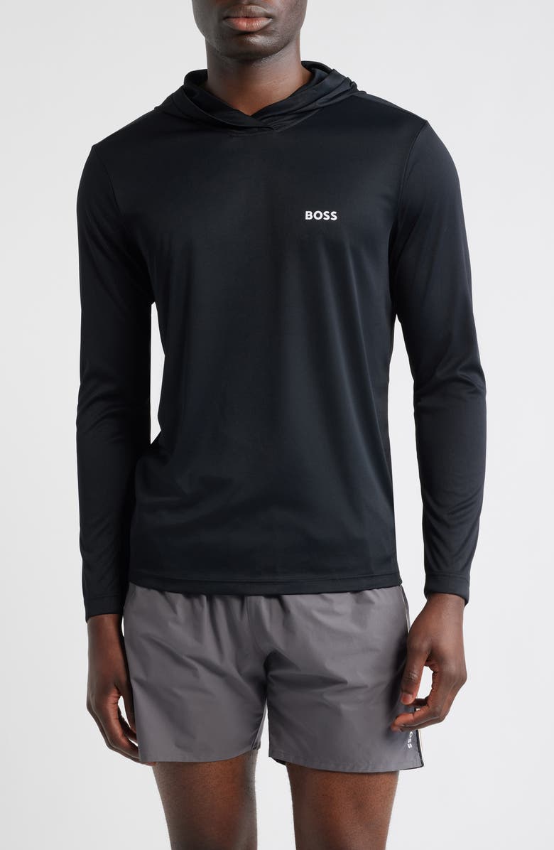 BOSS Hooded Long Sleeve Rashguard, Main, color, Black