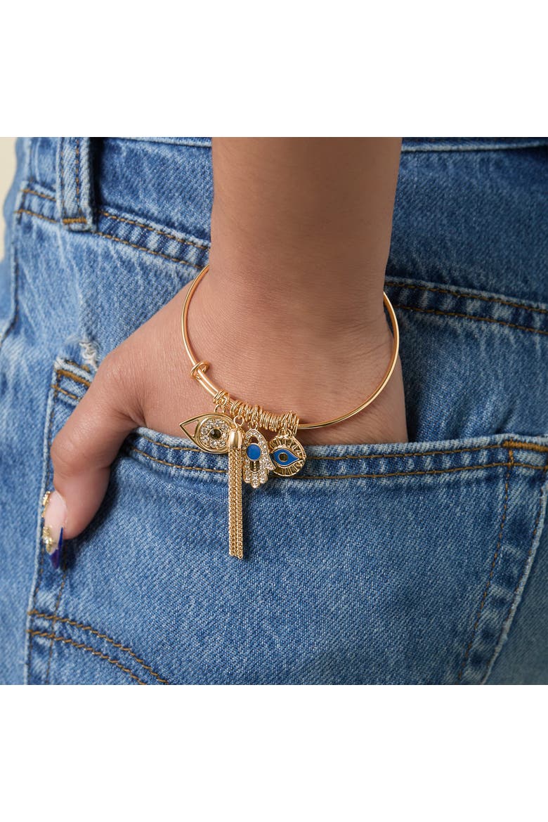 Evil Eye Bangle Bracelet, Alternate, color, Gold