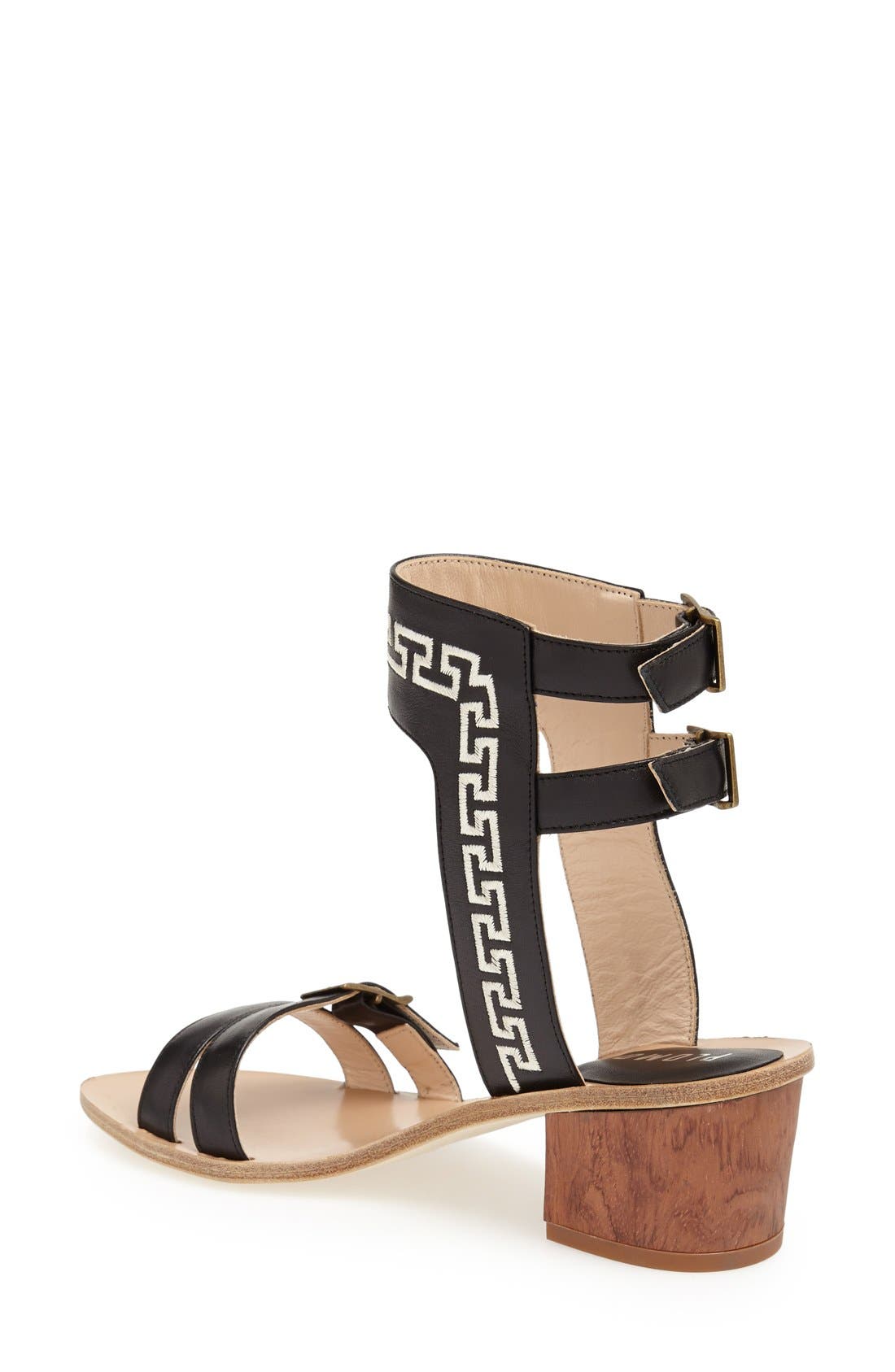 'Raquel' Leather Sandal, Alternate, color, BLACK