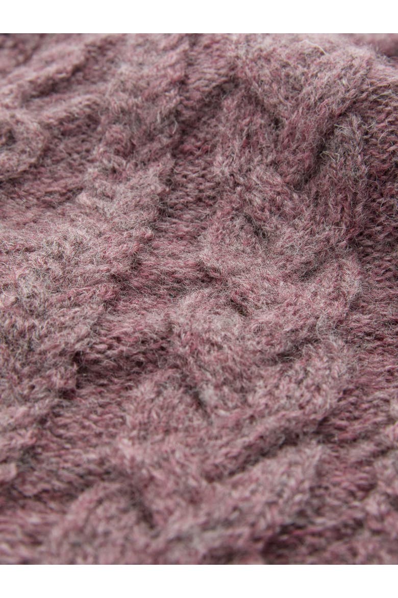 British Wool Cable Zip Cardigan, Alternate, color, DARK ROSE