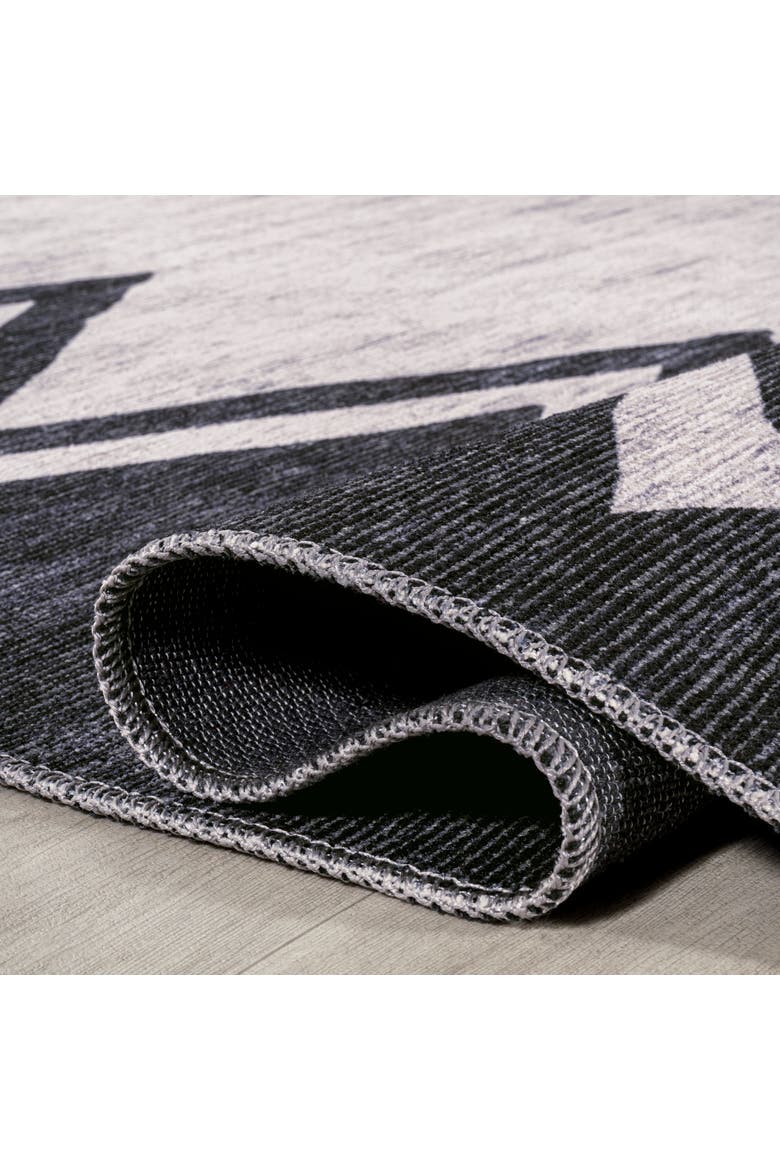 Siksak Modern Chevron Border Machine-Washable Area Rug, Alternate, color, Ivory/Navy