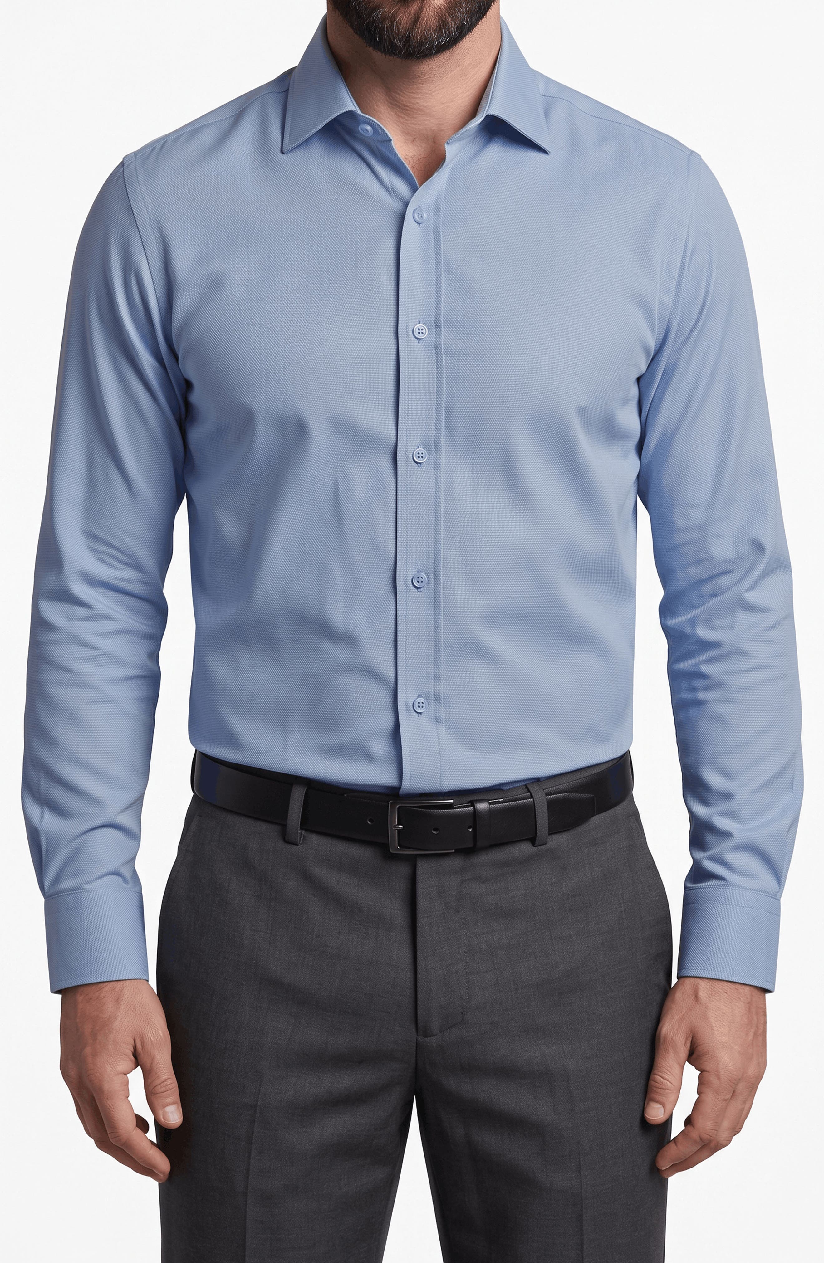Solid Stretch Cotton Dress Shirt