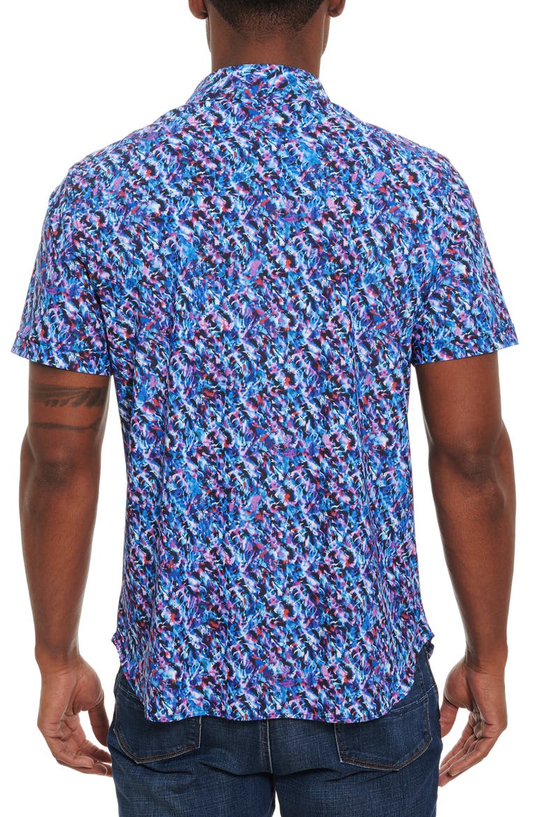 Extrasolar Short Sleeve Button-Up Performance Shirt, Alternate, color, BLUE MULTI