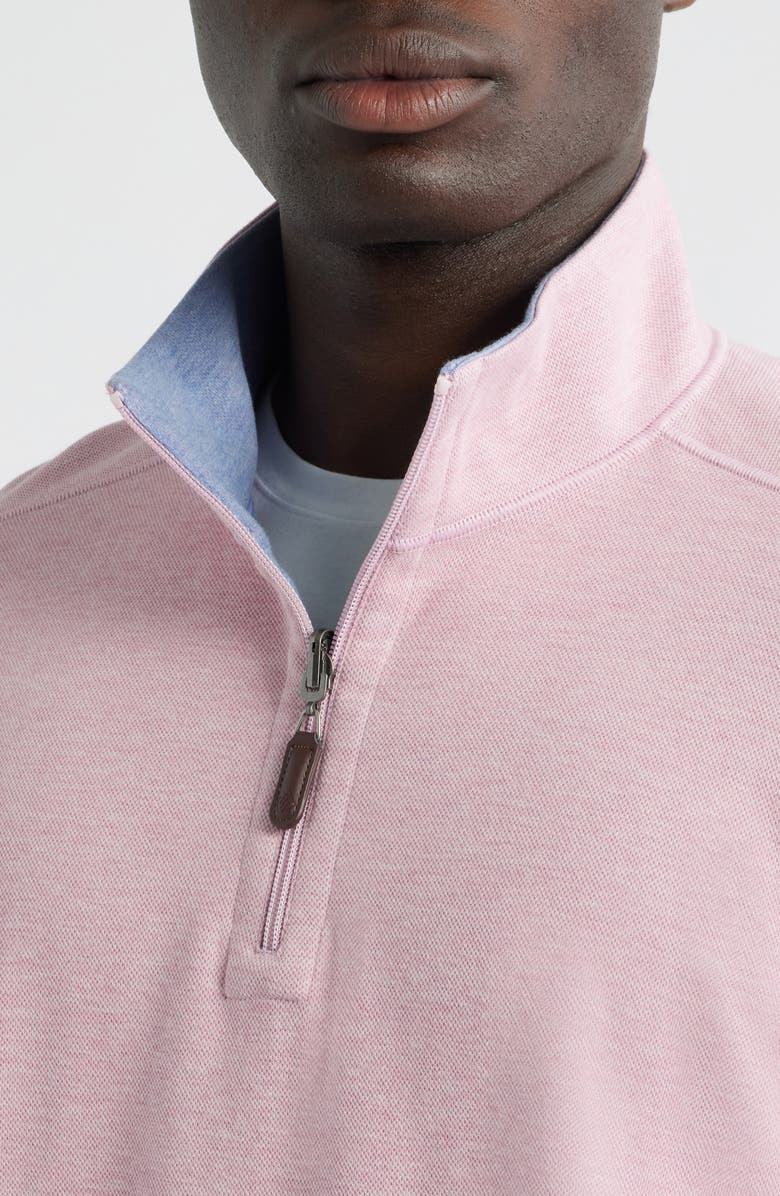 Johnston & Murphy Icon Reversible Cotton Blend Quarter Zip Pullover, Alternate, color, Pink/ Light Blue
