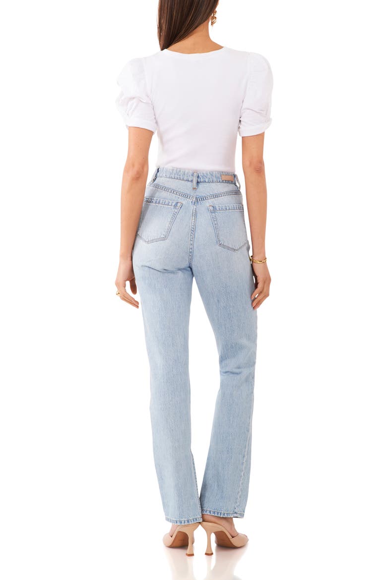 Puff Sleeve Rib Knit T-Shirt, Alternate, color, ULTRA WHITE