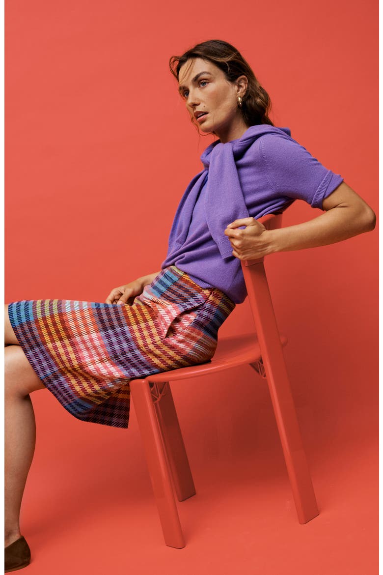 Gia Check Print Short Skirt, Main, color, MULTI NEON CHECK