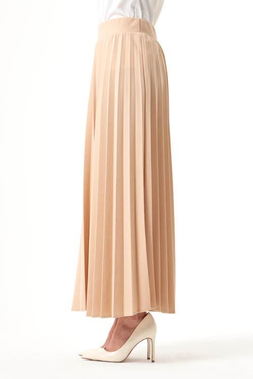 Mizalle Waisted Pleated Midi Skirt In Neutral