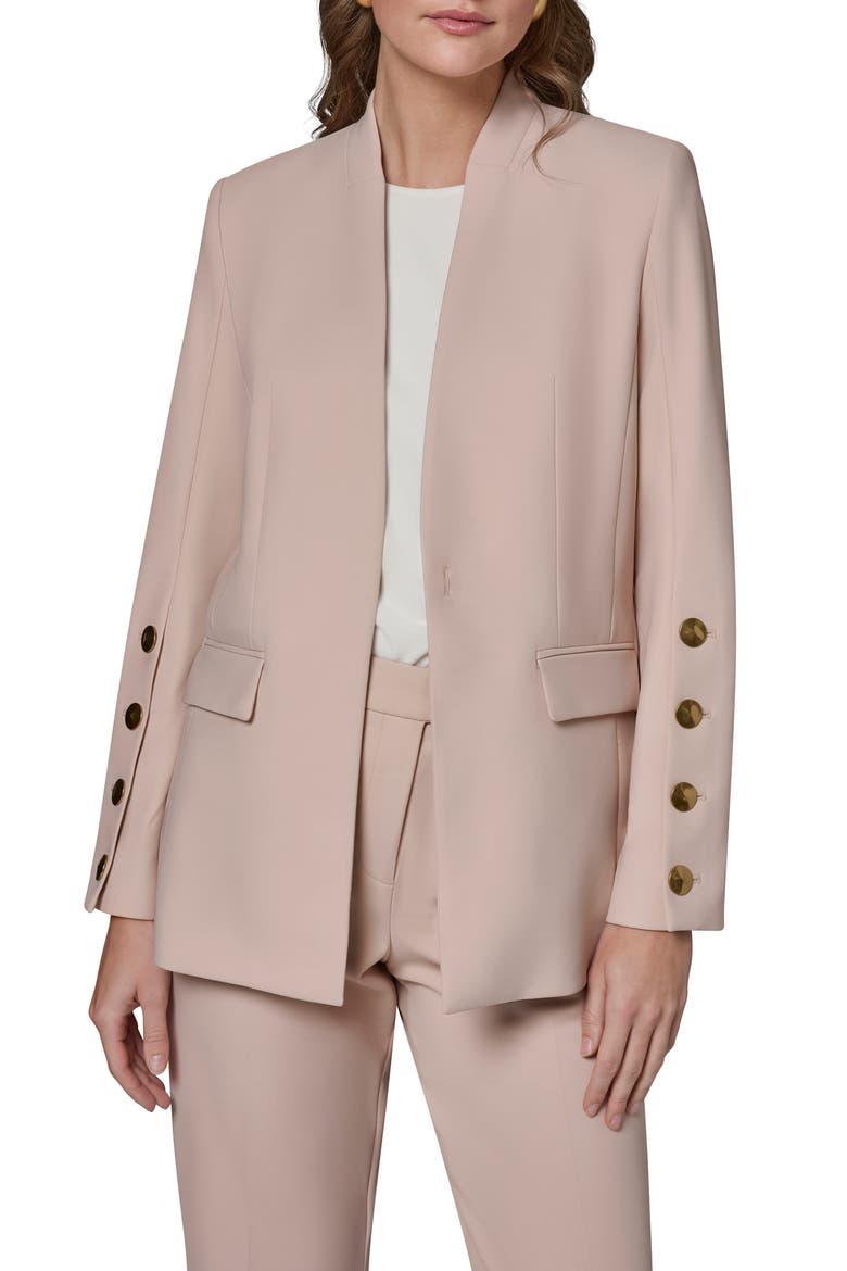 Button Sleeve Blazer, Main, color, SNOW PETAL