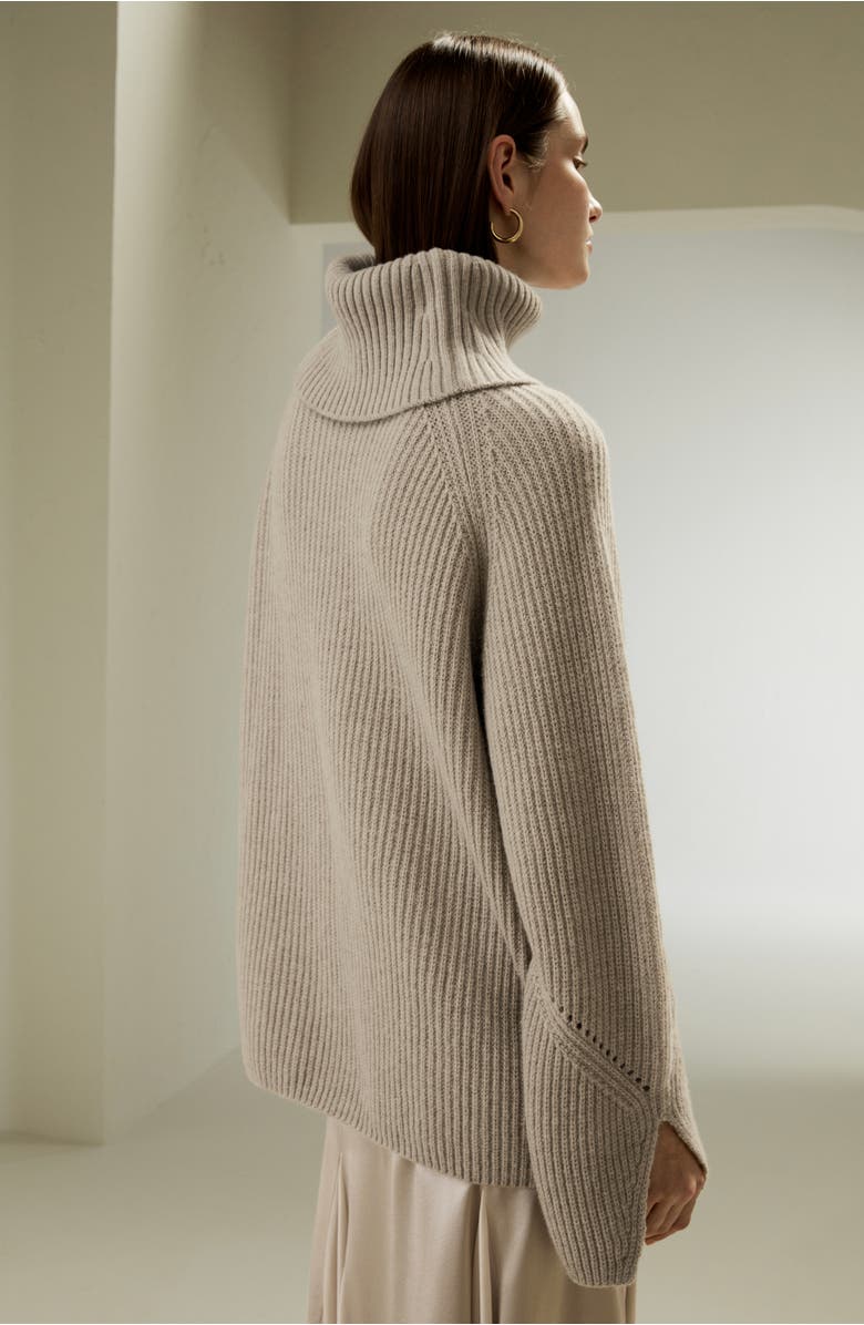 Lilysilk Oversized Merino Wool Sweater with Slit Sleeves, Alternate, color, Brown