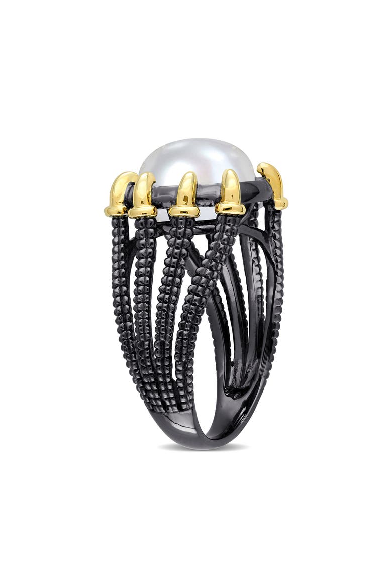 Men's Cultured Pearl Two-Tone Ring, Alternate, color, WHITE
