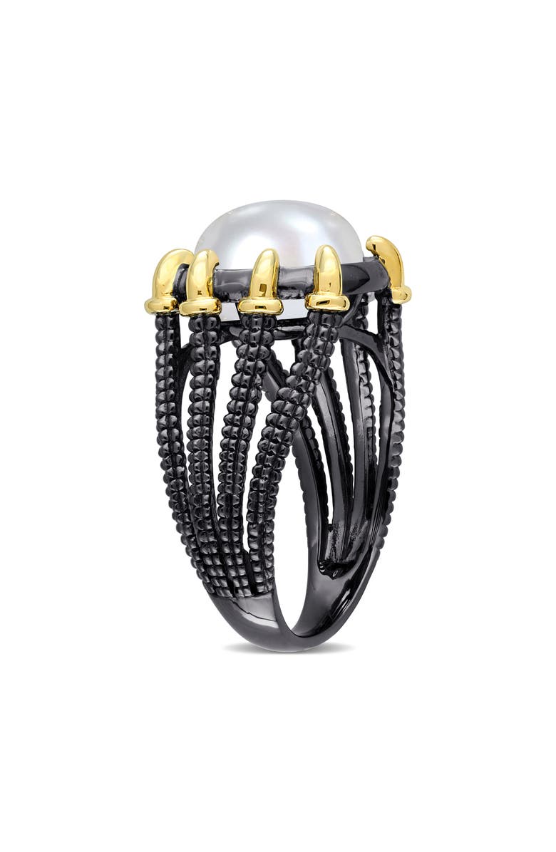 DELMAR Men's Cultured Pearl Two-Tone Ring, Alternate, color, White